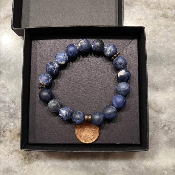 Penny stretch bracelet. Natural stones. Stretch. Blue black - Picture 3 of 5